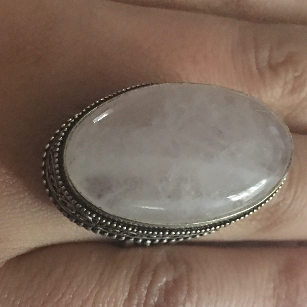 RING HUGE ROSEQUARTZ LADIES’ .925 SILVER SIZE 8.5